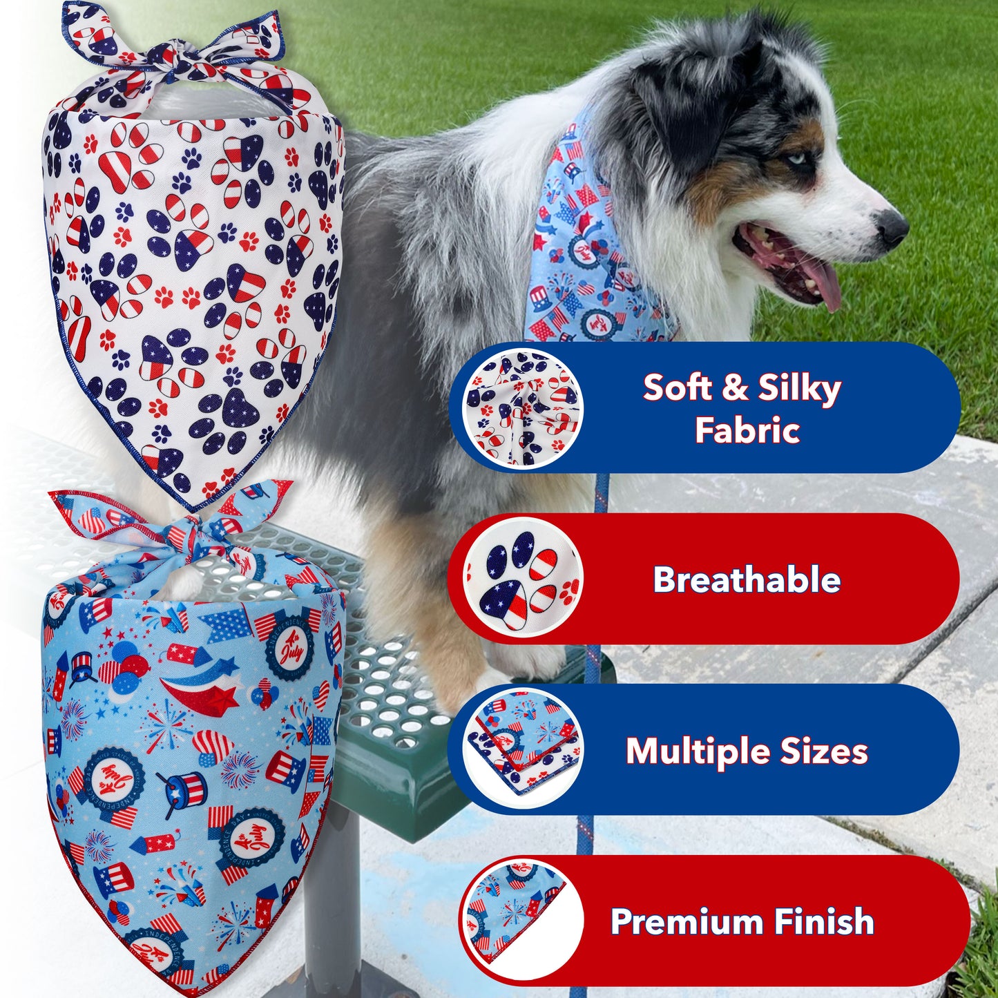 Odi Style American Flag Dog Bandana - 2 Pack