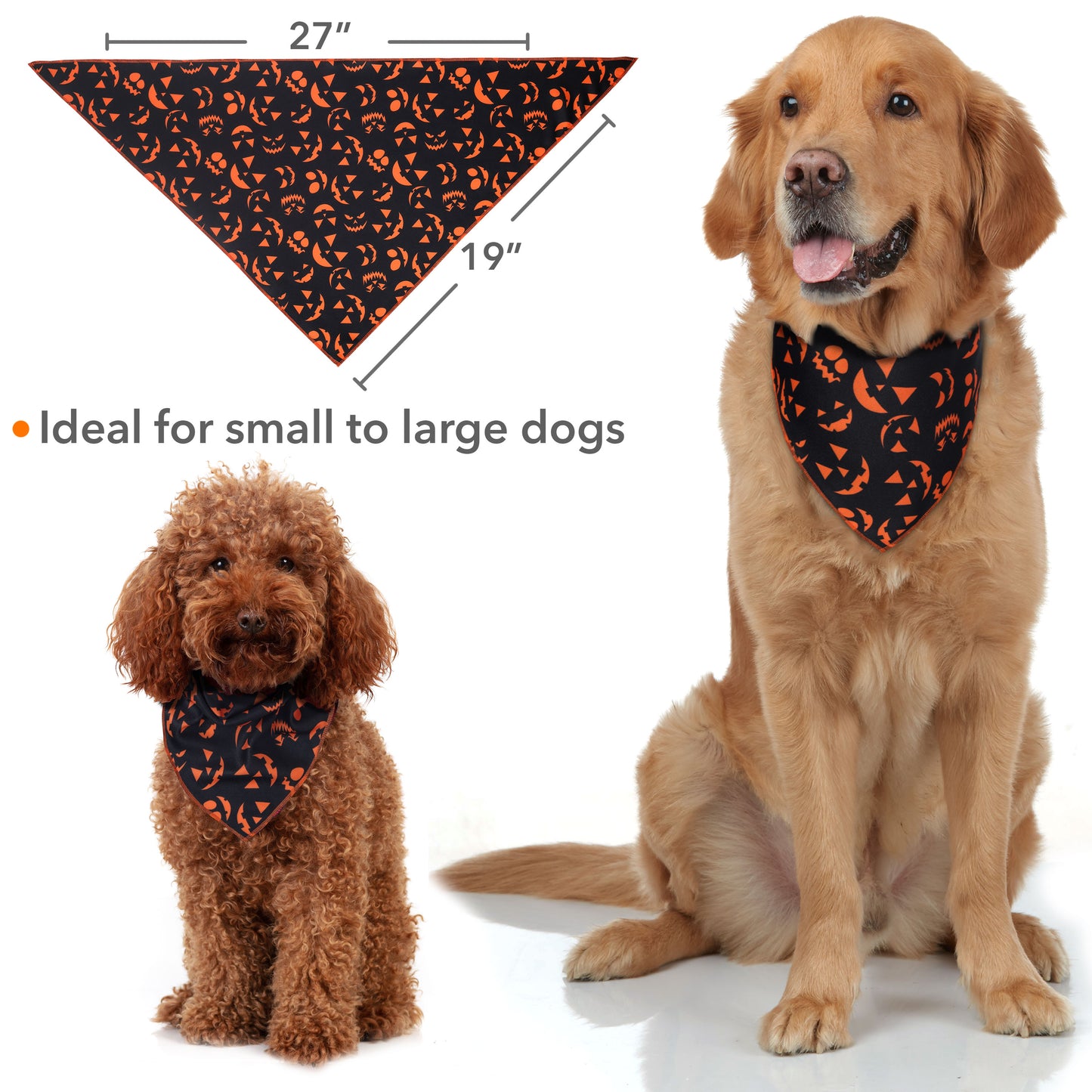 Halloween Dog Bandanas with Trick or Treat Sign