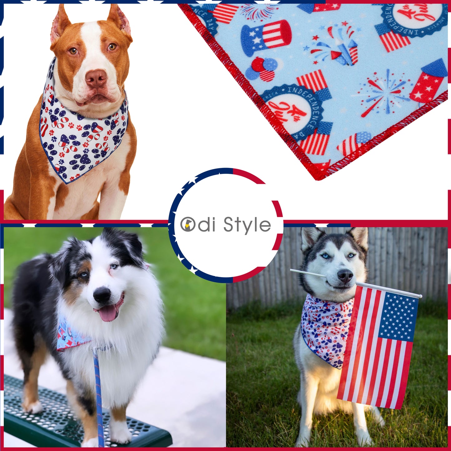 Odi Style American Flag Dog Bandana - 2 Pack