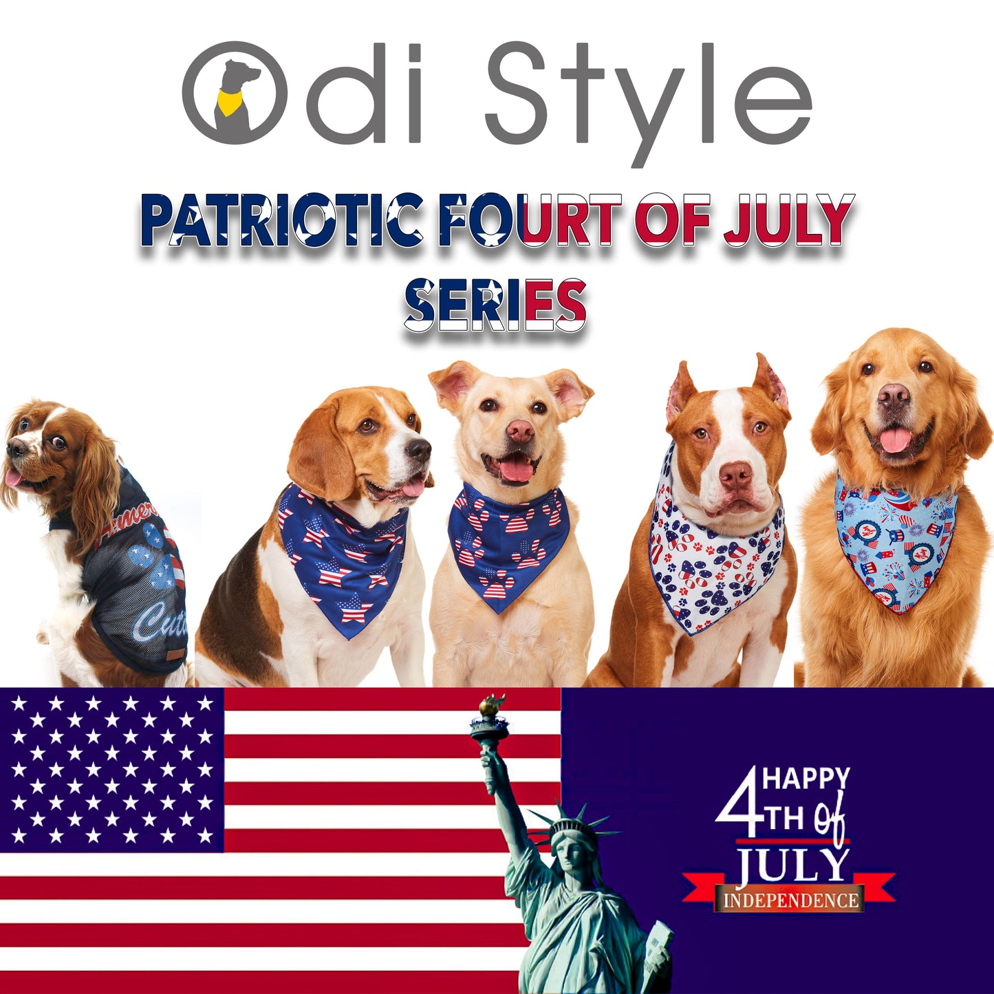 Odi Style American Flag Dog Bandana - 2 Pack