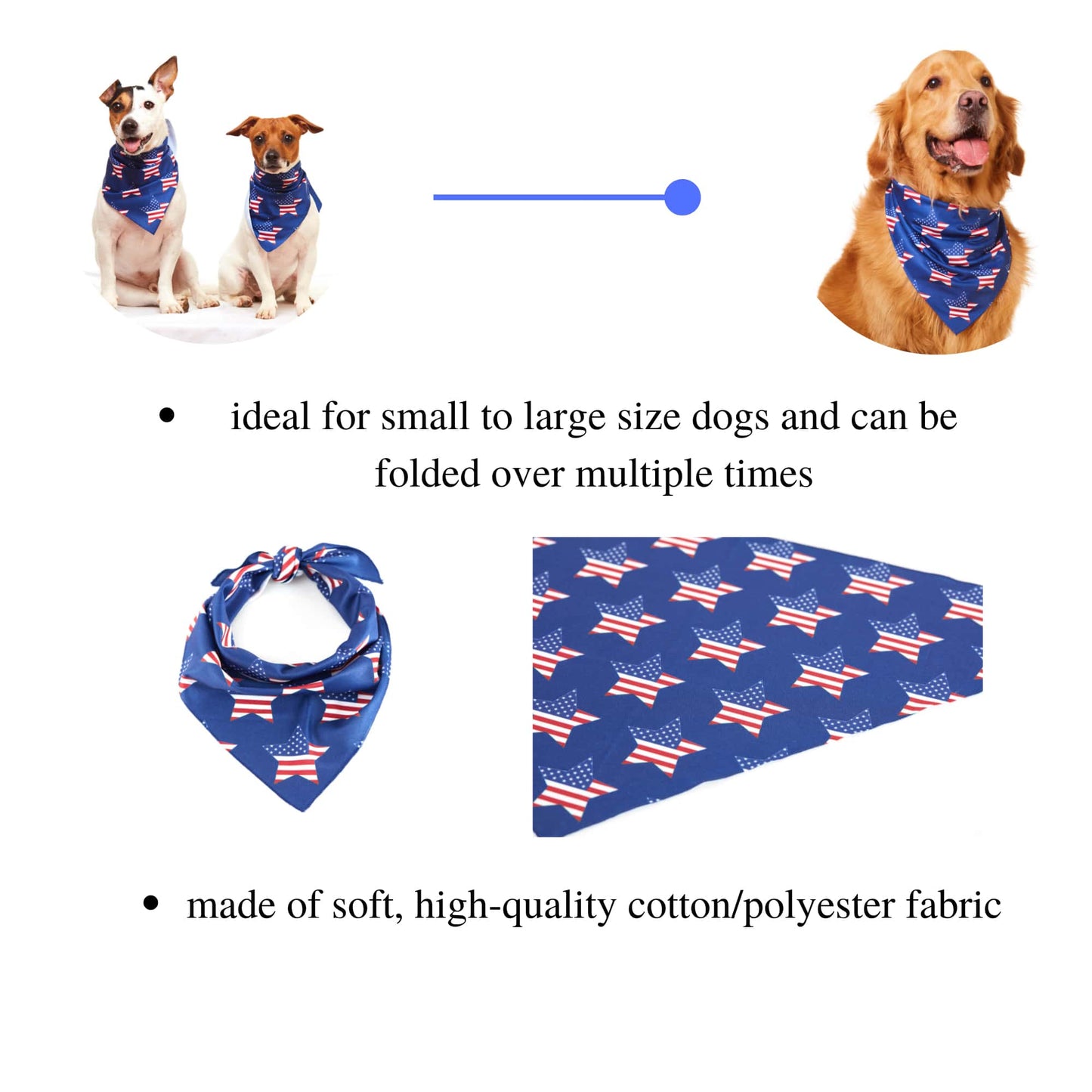 American Flag Dog Bandana - Star Print