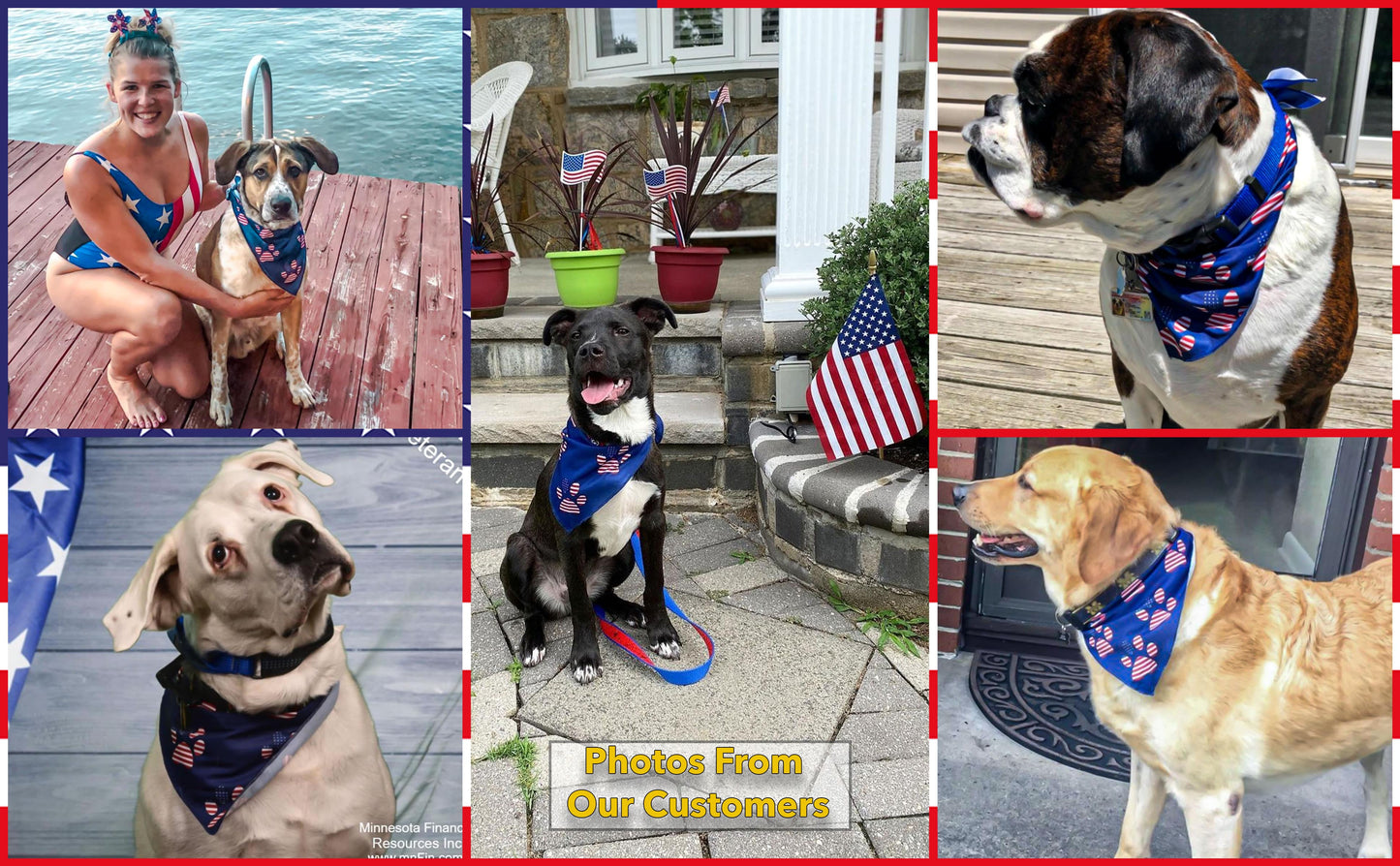 American Flag Dog Bandana - Paw Print