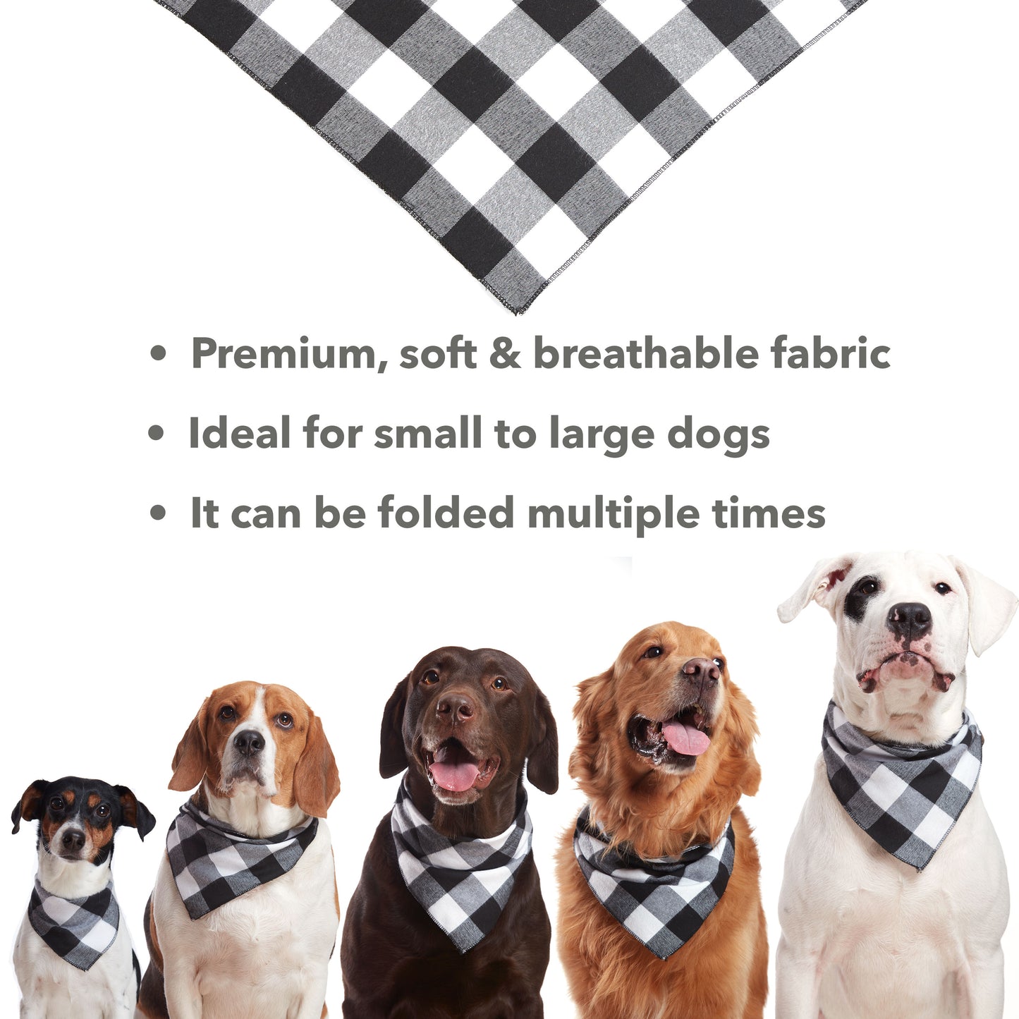 dog triangle bib, tie on dog bandana, buffalo plaid dog clothes