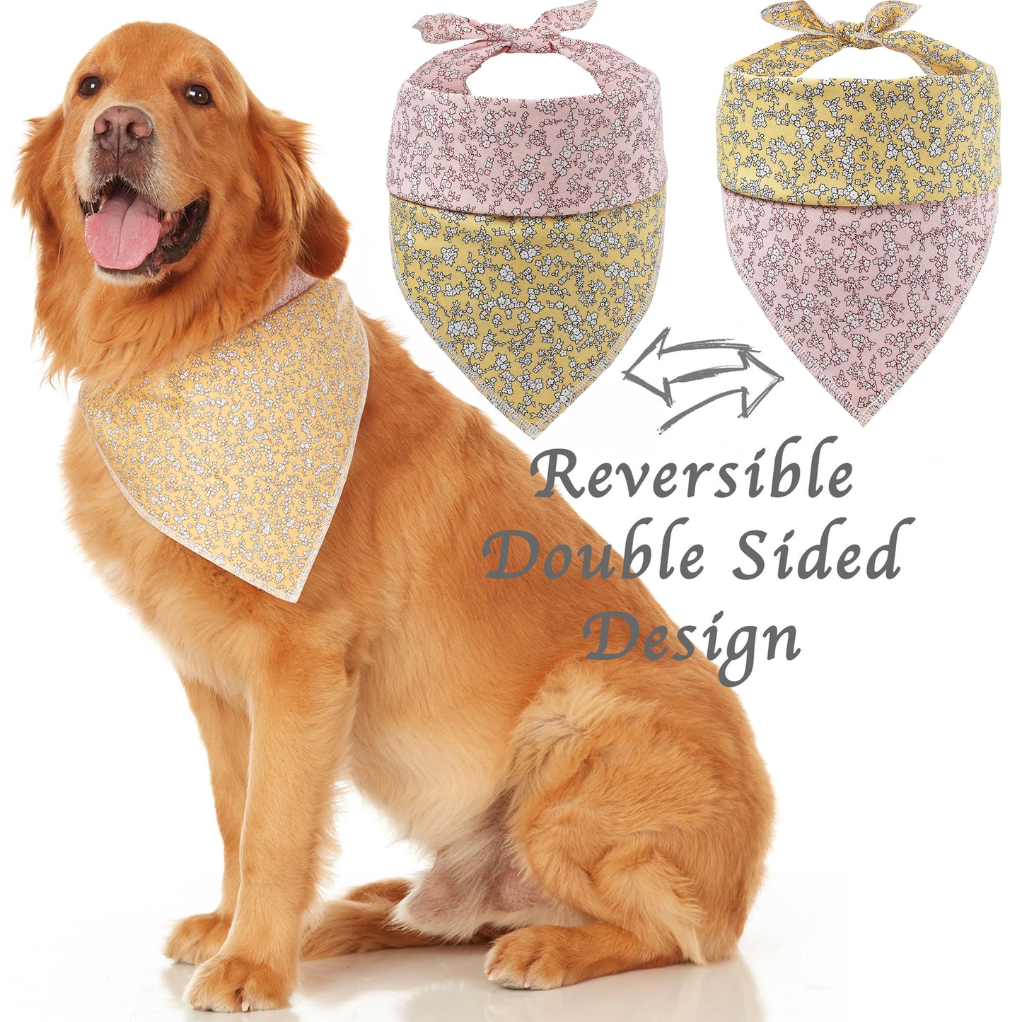 yellow floral dog bandana, dog bandanas for large dogs