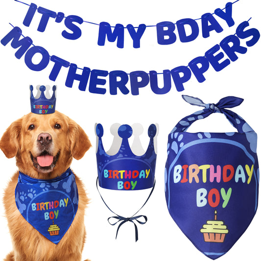 Odi Style Dog Birthday Party Supplies - Boy Dog Birthday Bandana Set