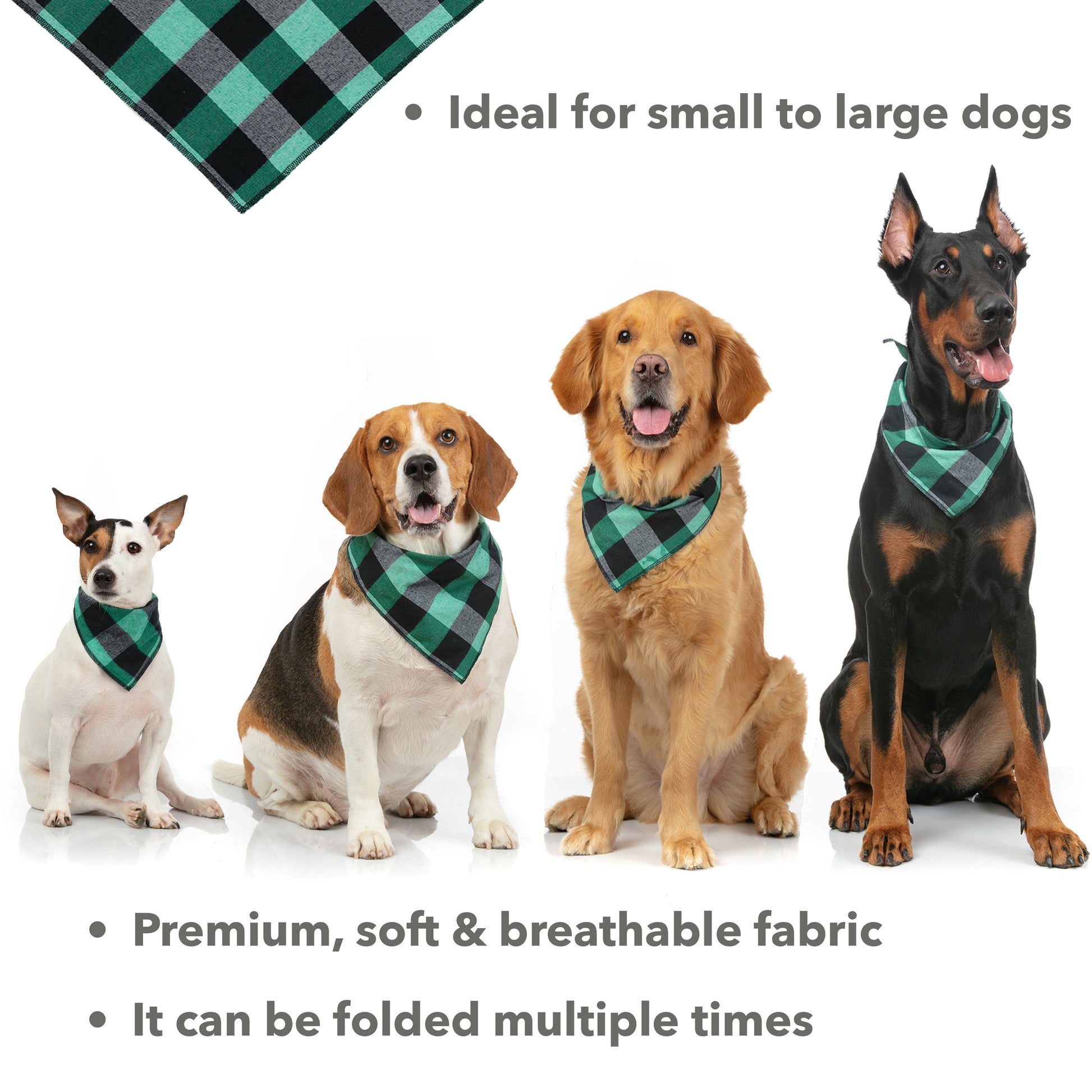 Dog Scarf Lina Art & Desingn, for all breeds, Green Plaid